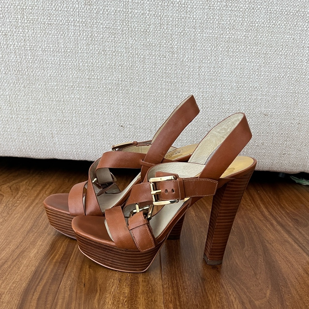 Michael Kors Brown Leather Strappy Heels